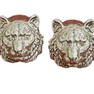 A pair of tiger head planters.